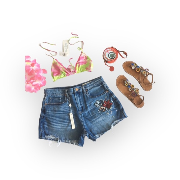 new BlankNYC ★ Festival Floral Embroidery Denim Cut Off Shorts ★ Inside Joker 30 - Picture 6 of 16